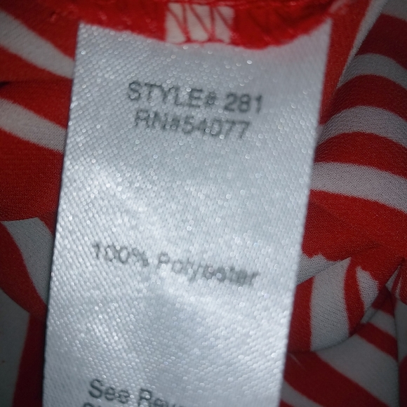 CAbi S Brushstroke Drop Waist Pleated Dress New in Red and White NWT - Picture 11 of 12